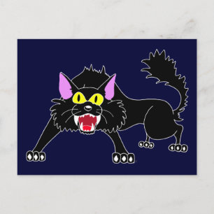 Postal Angry Hissing Black Cat Personalizado