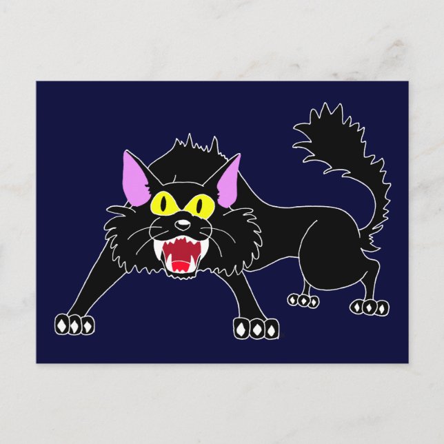 Postal Angry Hissing Black Cat Personalizado (Anverso)