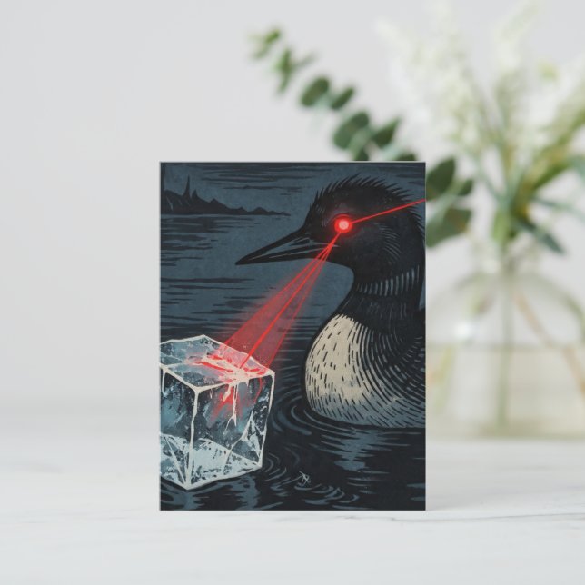 Postal Angry Minnesota Loon Melting Ice Cube  (Anverso de pie)