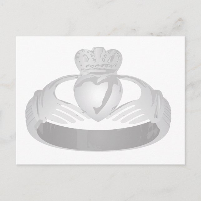 Postal anillo de claddagh plateado (Anverso)