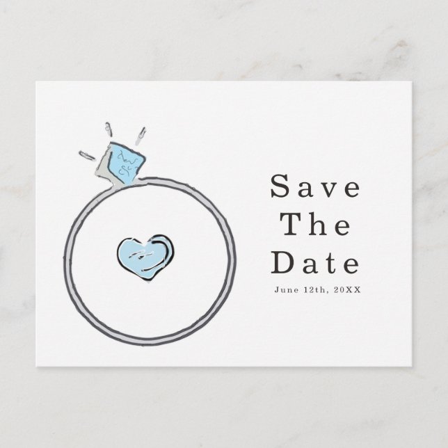 Postal Anillo de Compromiso de Boda Caprichoso Save The D (Anverso)