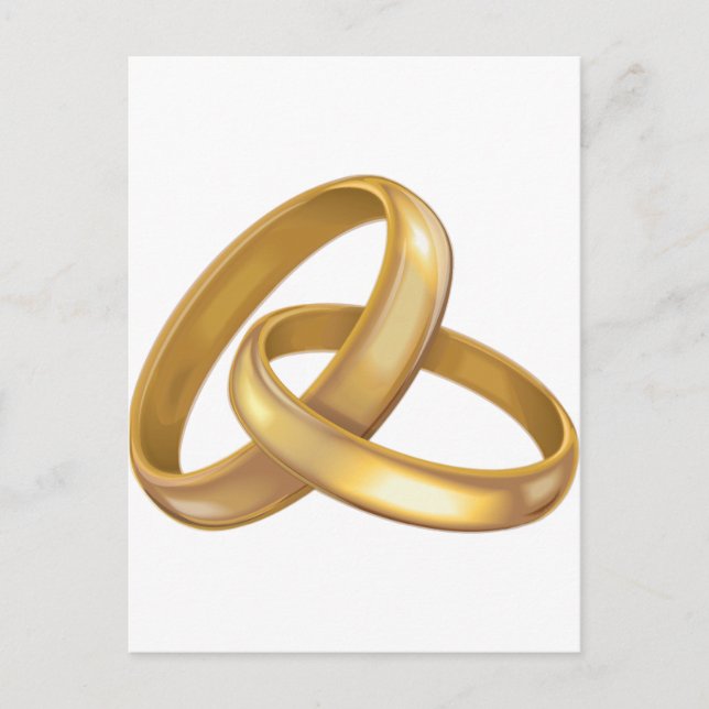 Postal Anillos de Boda de oro entrelazados (Anverso)