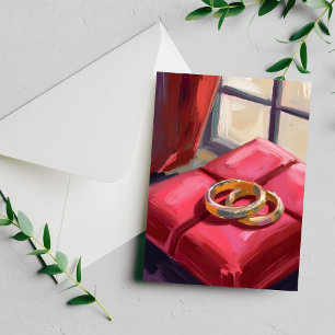 Postal Anillos de boda dorados acuarela