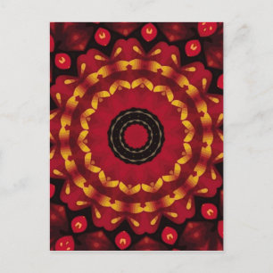 Postal Anillos De Oro En Mandala Rojo