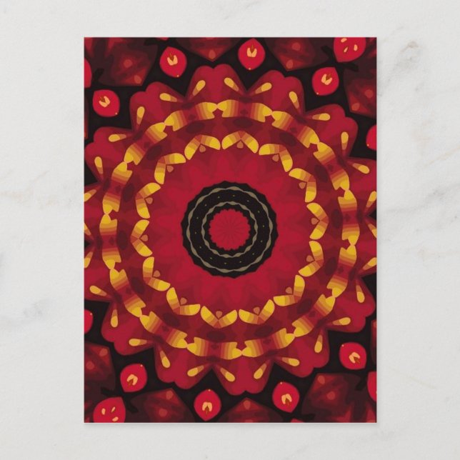 Postal Anillos De Oro En Mandala Rojo (Anverso)