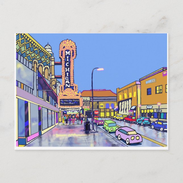 POSTAL ANIMADO ANN ARBOR NOCHE (Anverso)