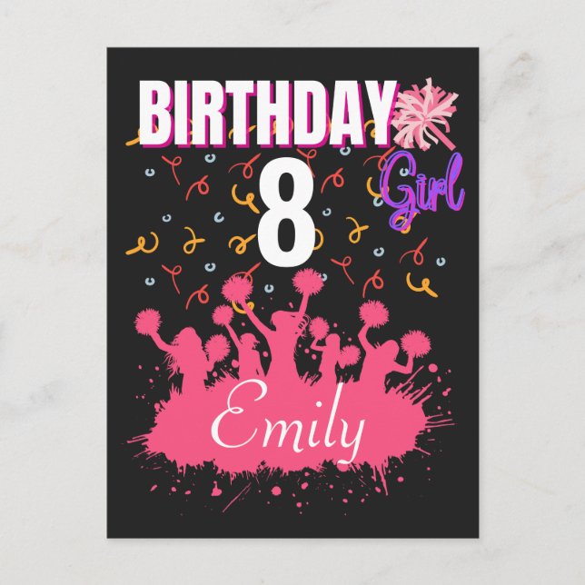 Postal Animadora Gimnasia Cumpleaños Chica  (Anverso)