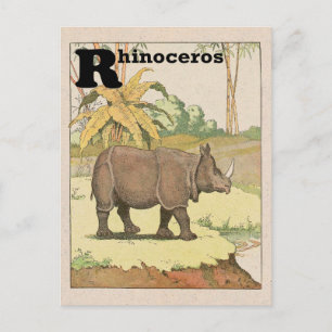 Postal Animal alfabeto Rinoceronte