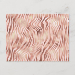 Postal Animal Cebras Rayas Rosa Brillante Dorado Bronce