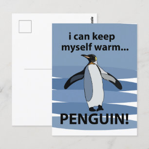 Postal Animal divertido pingüino lindo