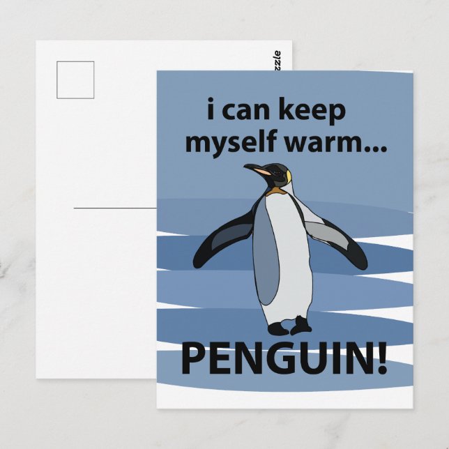 Postal Animal divertido pingüino lindo (Anverso / Reverso)