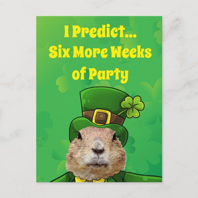 Postal Animal Fiesta de St. Patrick's Day Groundhog (Anverso)