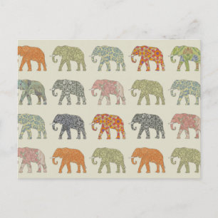 Postal Animal Patrón Colorido Elefante Contemporáneo