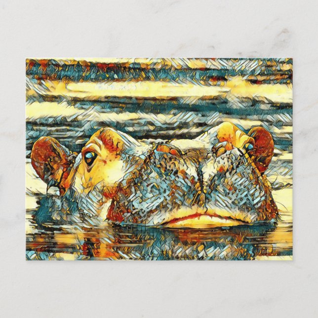 Postal AnimalArt_Hippo_001 (Anverso)