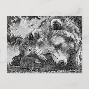 Postal AnimalArtBW_Bear_002