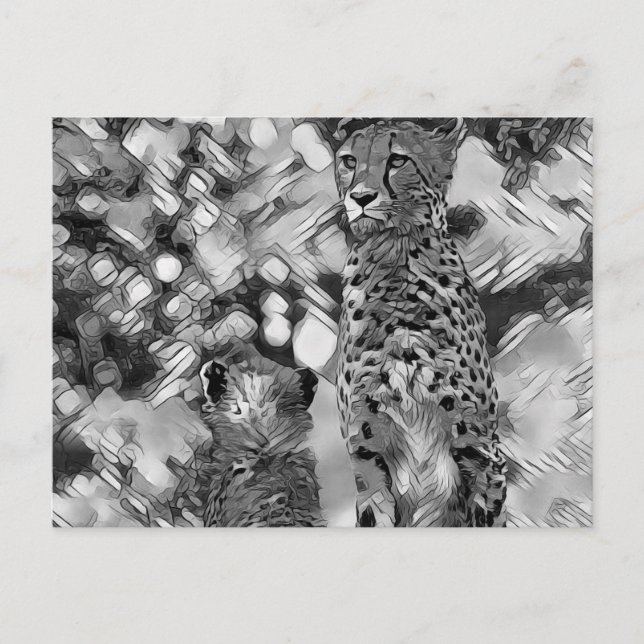 Postal AnimalArtBW_Cheetah_008 (Anverso)