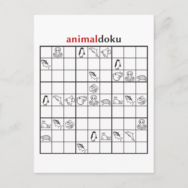 Postal animaldoku acuático (Anverso)