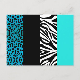 Postal Animales Aqua Blue Leopard y Zebra