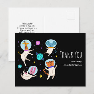 Postal Animales Astronautas Adorables Flotando en el Espa