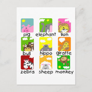 Postal Animales con camisetas de desfile y regalos