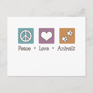 Postal Animales de amor por la paz (dos patas)