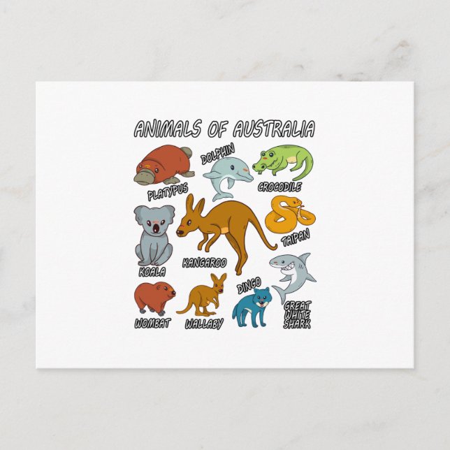 Postal Animales De Australia (Anverso)