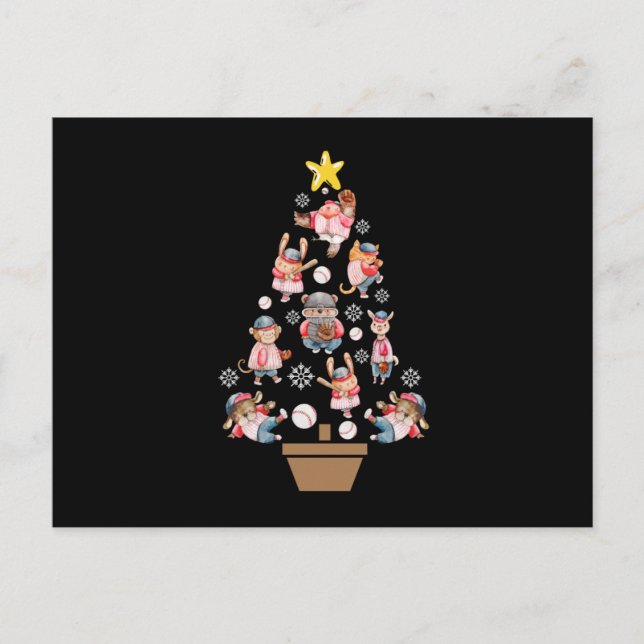 Postal Animales de béisbol Árbol de Navidad (Anverso)