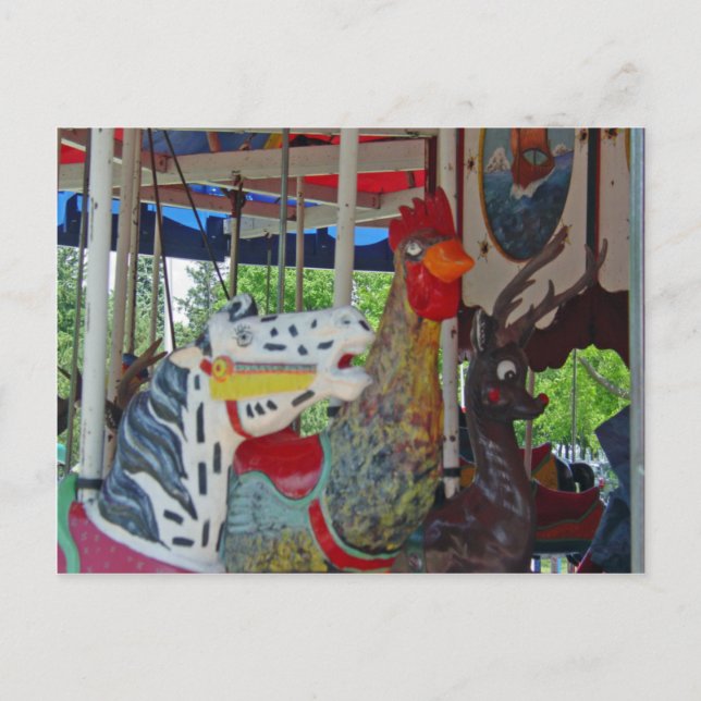 Postal Animales de Carrusel Antiguos (Anverso)