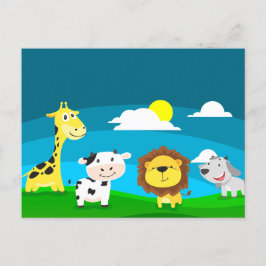 Postal Animales de dibujos animados    