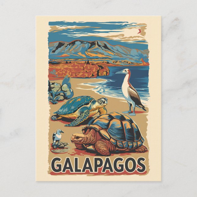 Postal Animales de Galápagos Viajan Arte (Anverso)