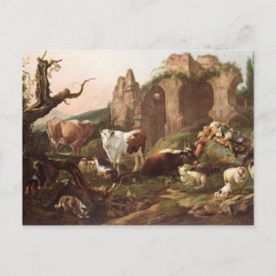 Postal Animales de granja en un paisaje, 1685