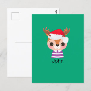 Postal Animales de invierno de Navidades de renos malcria