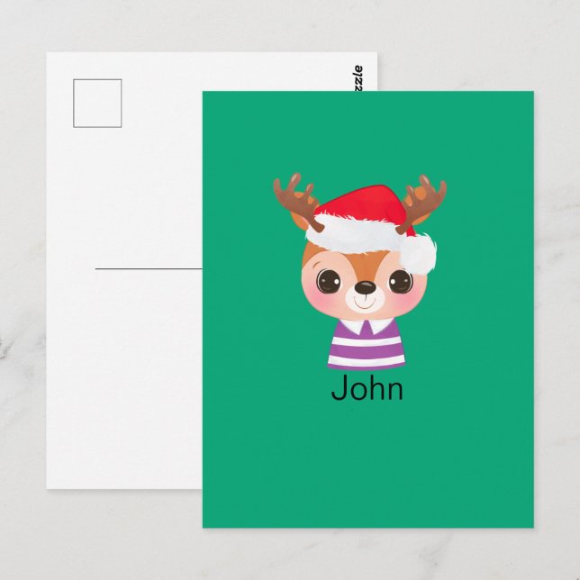 Postal Animales de invierno de Navidades de renos malcria (Anverso / Reverso)