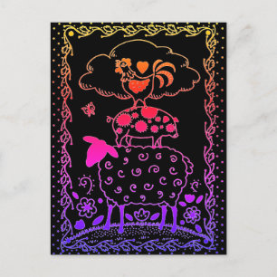 POSTAL ANIMALES DE LA GRANJA DE ARTE FOLLAR OVEJAS PIG RO