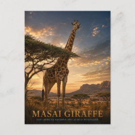 Postal Animales de la sabana de jirafa Masai