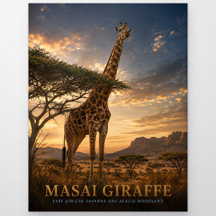 Postal Animales de la sabana de jirafa Masai