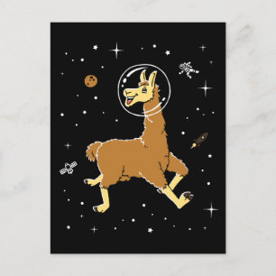 Postal Animales de Llama en el espacio