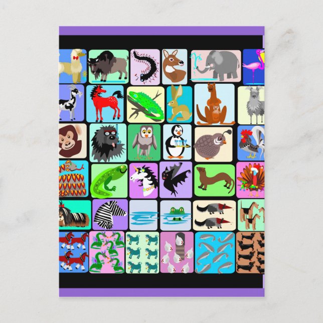Postal Animales de los alfabetos (Anverso)