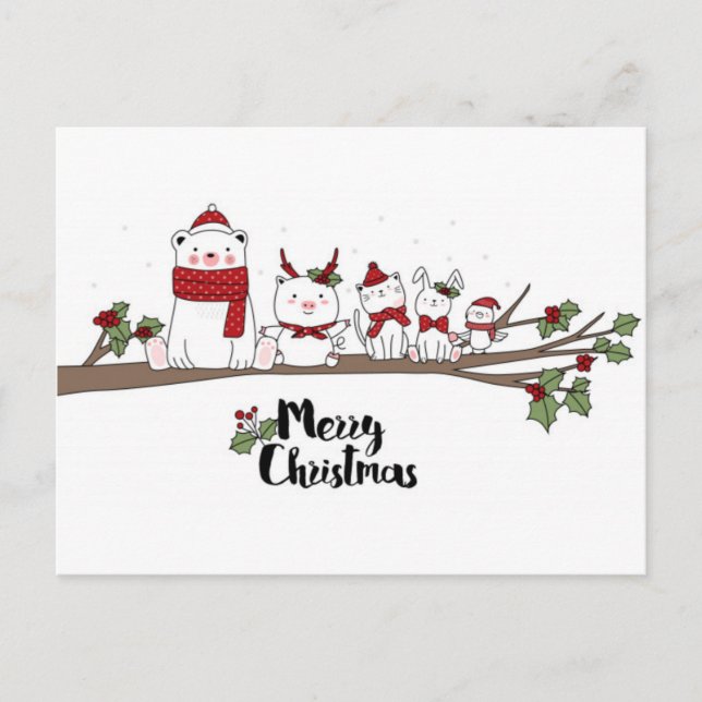 Postal Animales de Personalizado de Navidades educados (Anverso)