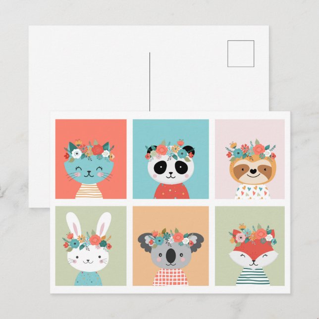 Postal Animales de primavera cúrcuta (Anverso / Reverso)