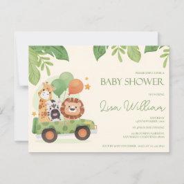 Postal Animales de Safari Cute invitan a Baby Shower