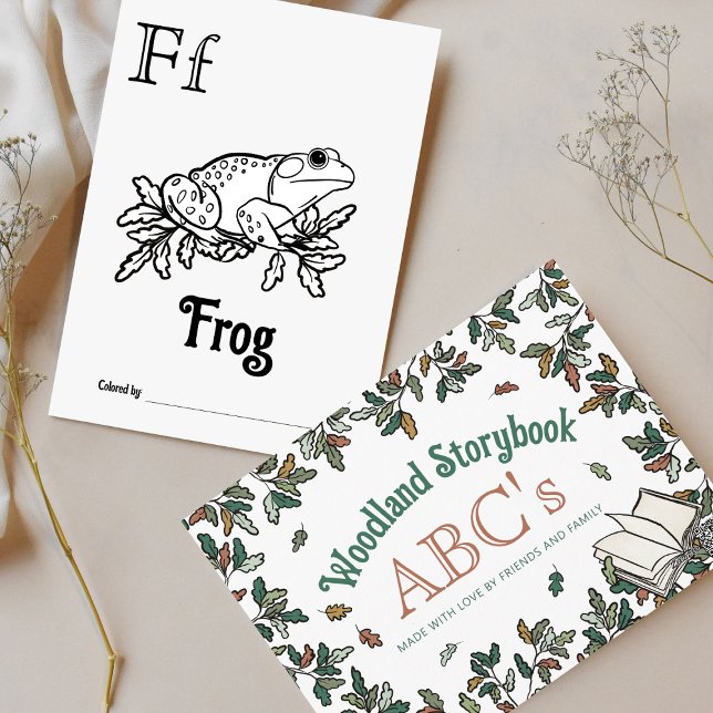 Postal Animales de Woodland ABC Coloriendo la actividad d (Other letters available in Woodland Storybook Baby Shower Collection)