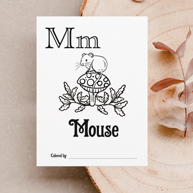 Postal Animales de Woodland ABC Coloriendo la actividad d (Letter M - Color Your Own Baby's First ABC's Keepsake Cards)