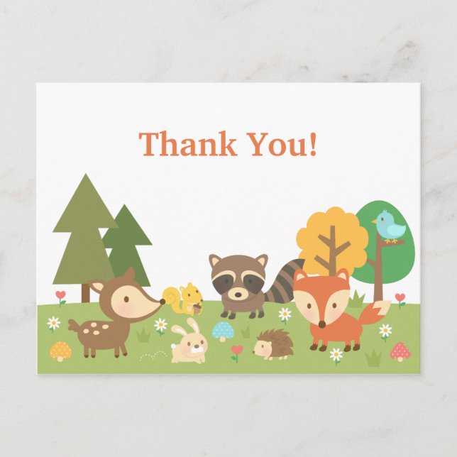 Postal Animales Del Bosque Agradecimiento (Anverso)