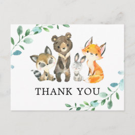 Postal Animales del bosque de Woodland Gracias Postcard