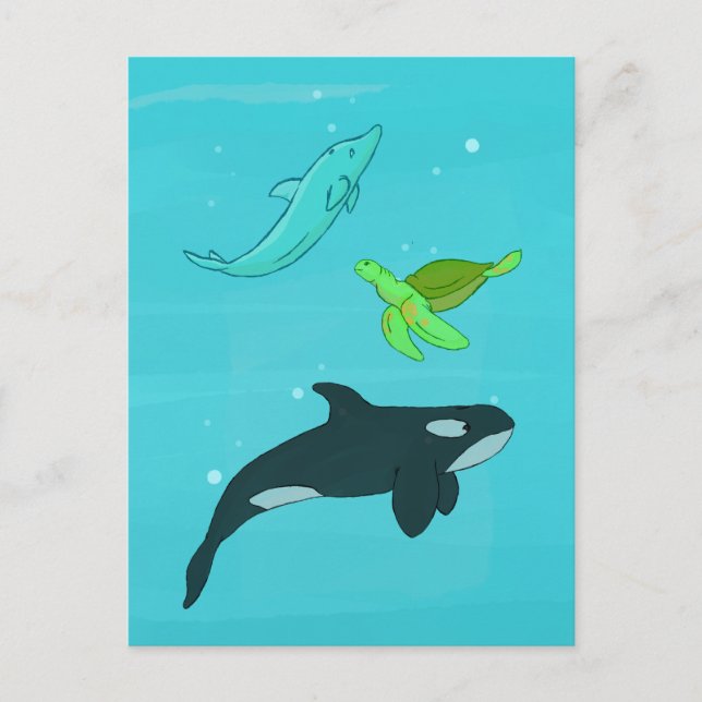 Postal Animales del mar (Anverso)
