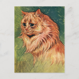 Postal Animales domésticos antiguos, gato naranja de pelo