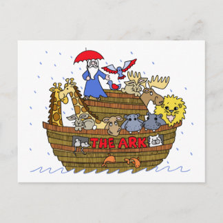 Postal Animales dos por dos en el arca de Noé