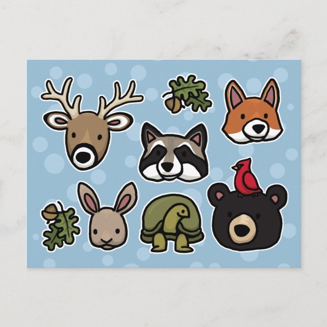 Postal Animales dulces y amigables (Anverso)