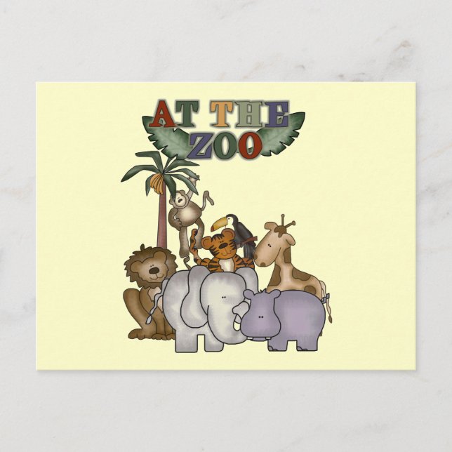Postal Animales en camisetas y regalos del zoo (Anverso)